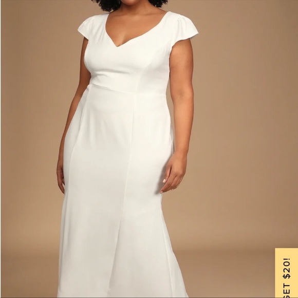Lulus Cap Sleeve Wedding Dress White - Picture 1 of 6